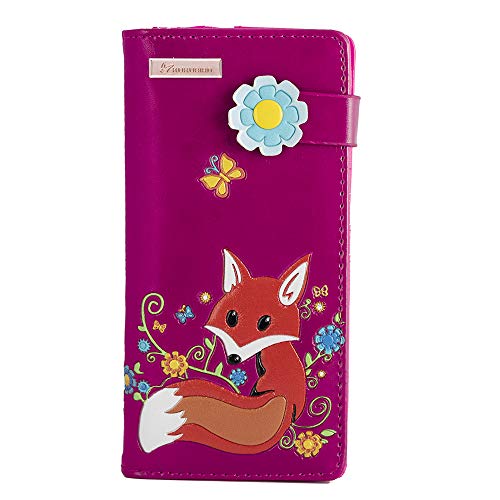 Flowery Fox Purse - Fuchsia