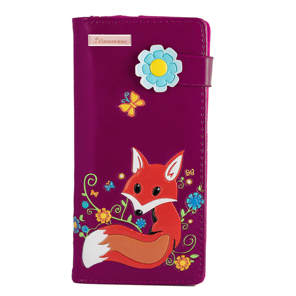 Flowery Fox Purse - Purple