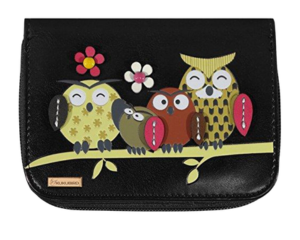 Kukubird Medium Purse Owl Feature Embroidery Patch Family Tree - Black