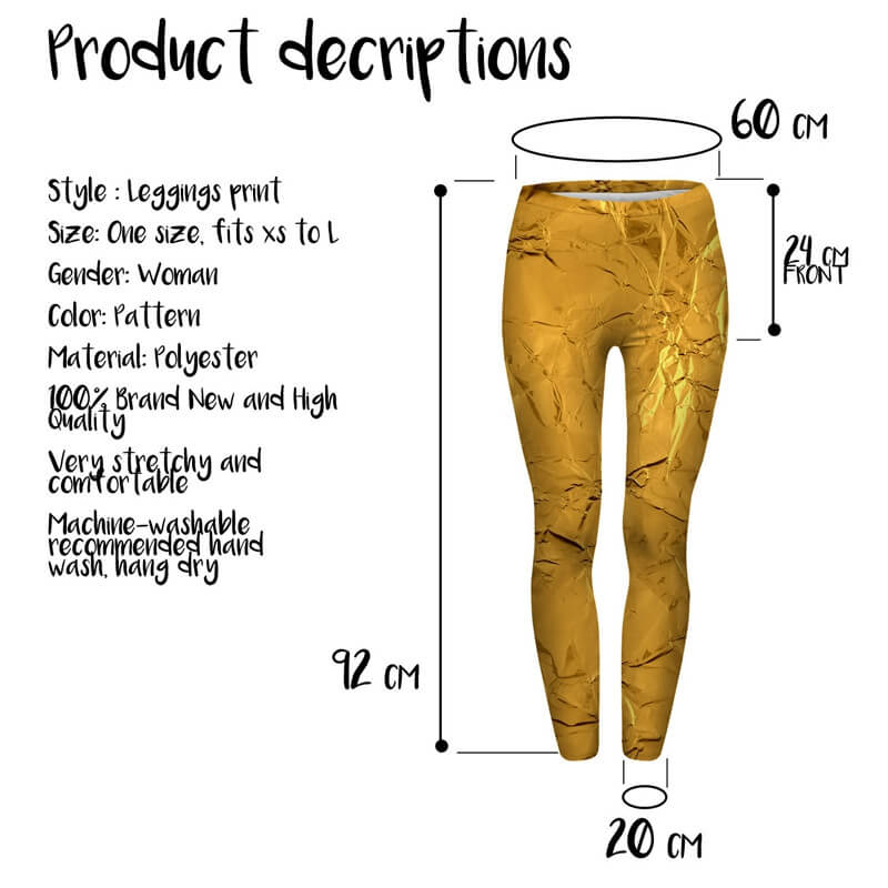 Regular Leggings (8-12 UK Size) - Gold Paper - Kukubird-UK