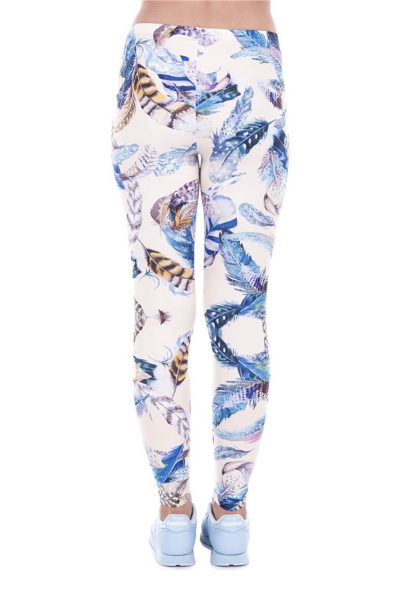 Regular Leggings (8-12 UK Size) - Feathers Yellow - Kukubird-UK