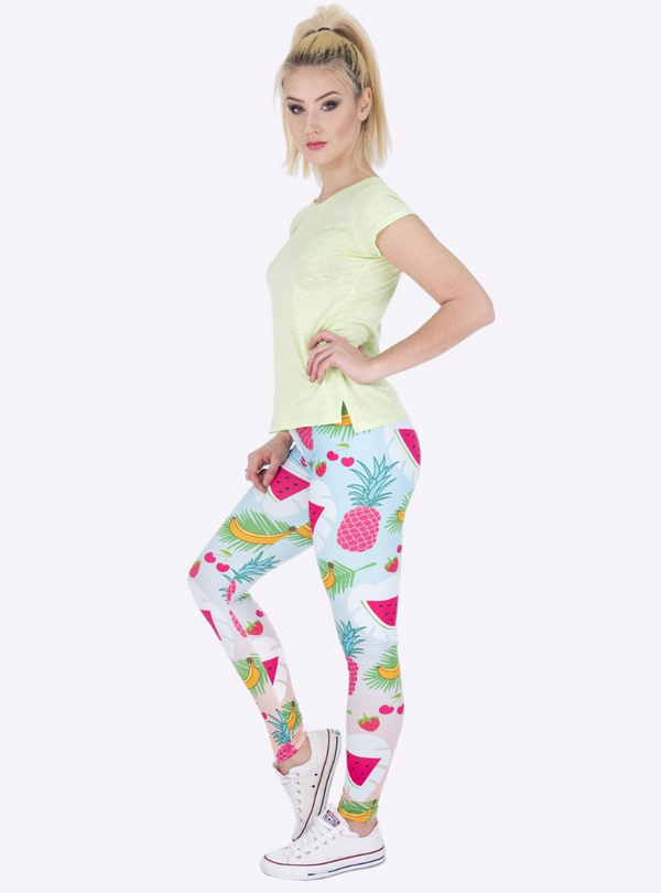 Regular Leggings (8-12 UK Size) - Tropical Fruits - Kukubird-UK