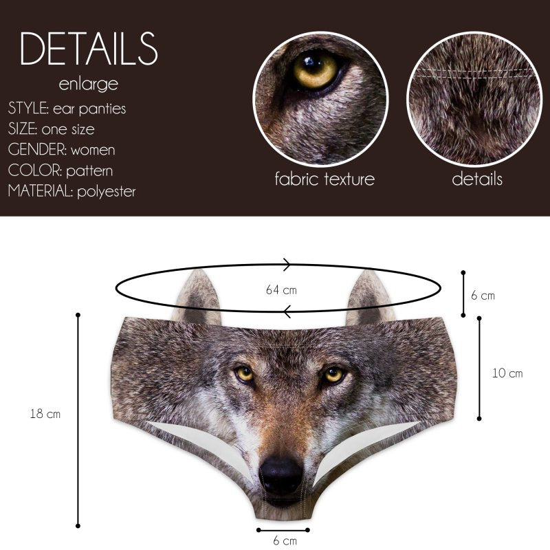 Ear Pantie - Dark Wolf (6-10 UK Size) - Kukubird_UK