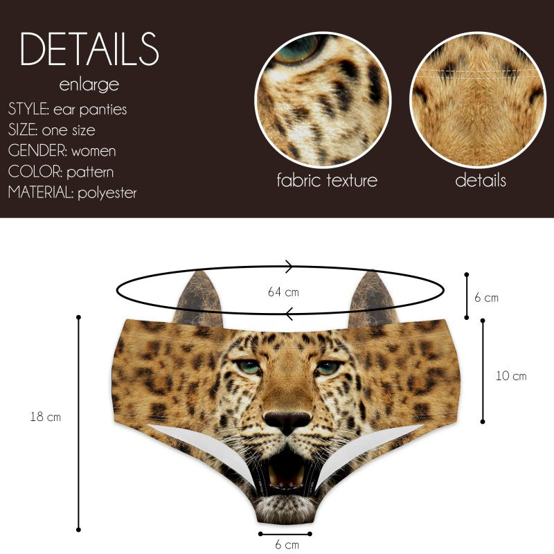 Ear Pantie - Leopard (6-10 UK Size) - Kukubird_UK