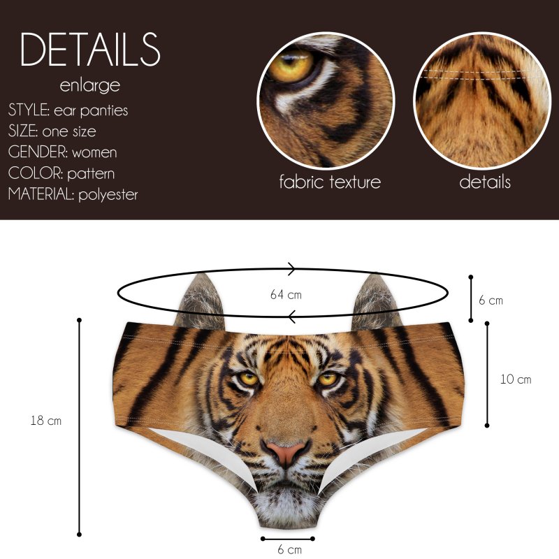 Ear Pantie - Tiger Ear (6-10 UK Size) - Kukubird_UK
