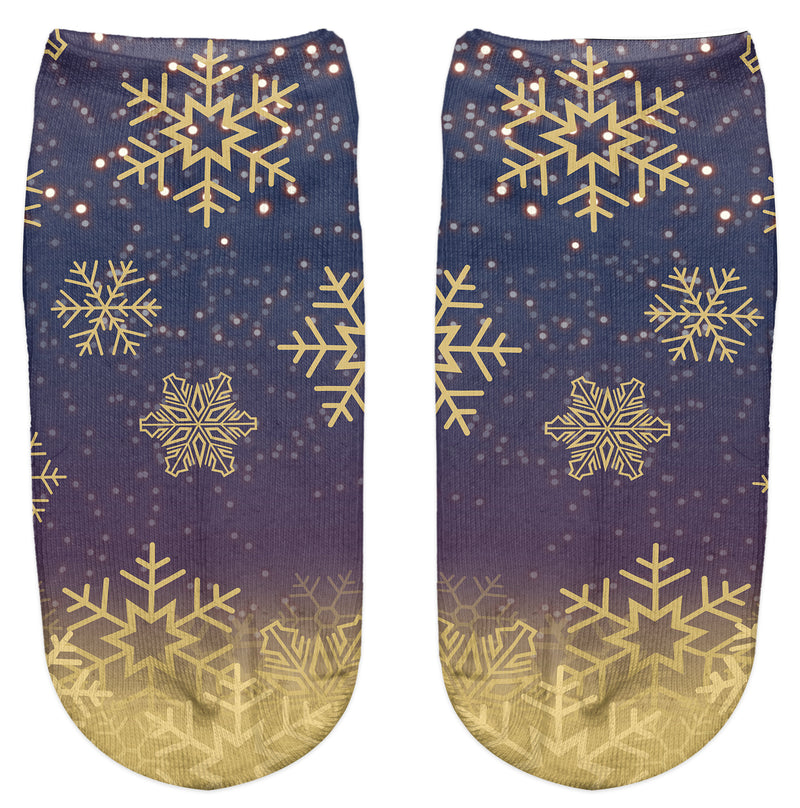 Ankle Socks - Golden Snowflakes