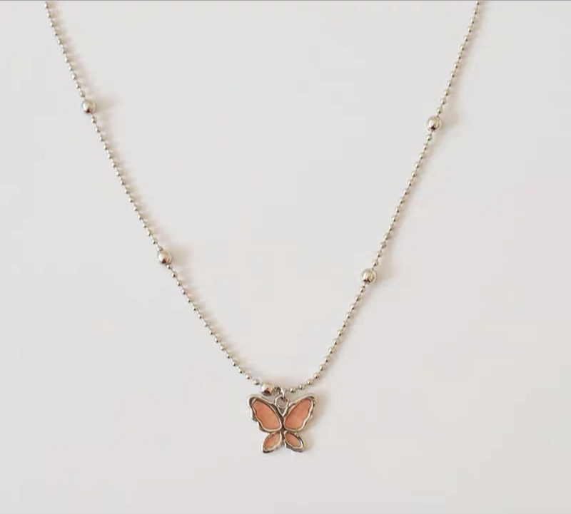 Necklace - Peach Butterfly