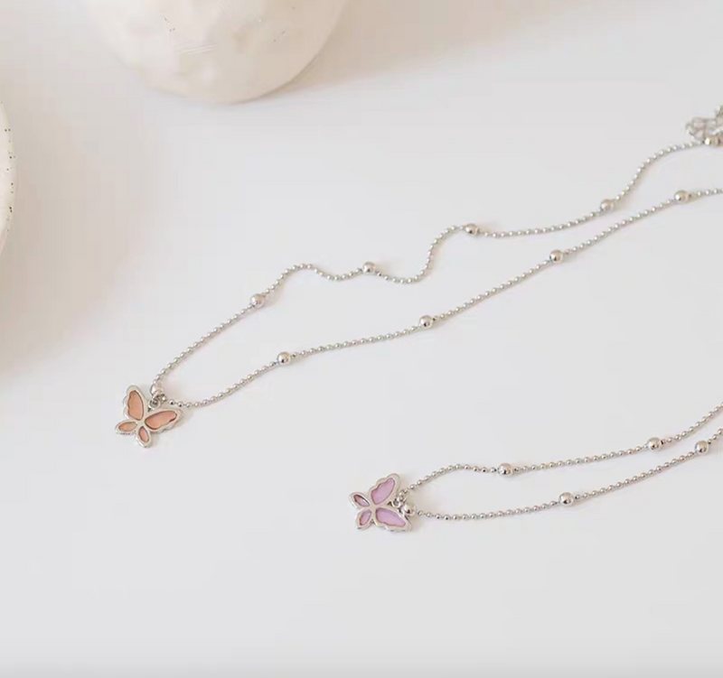 Necklace - Peach Butterfly